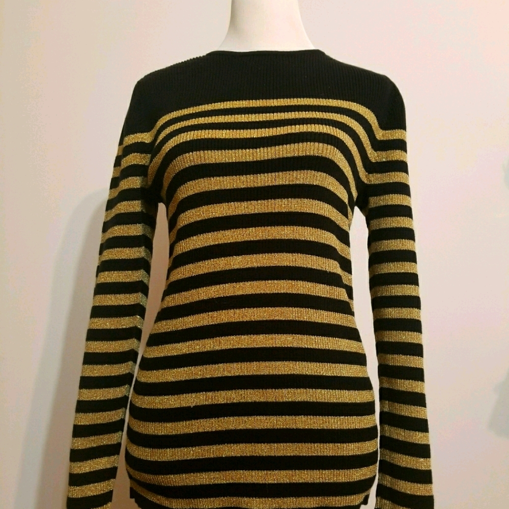 Ralph Lauren Womens Black Gold Metallic Tubic